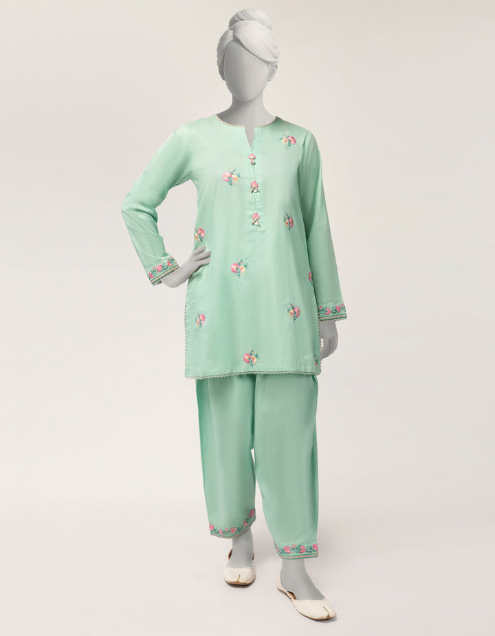 Lawn Green Stitched Suit - J. Junaid Jamshed