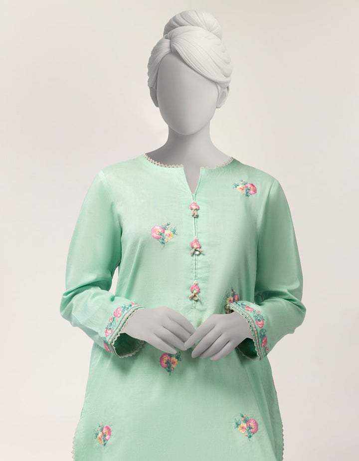 Lawn Green Stitched Suit - J. Junaid Jamshed