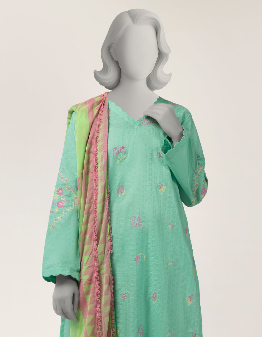 Green Stitched Suit - J. Junaid Jamshed