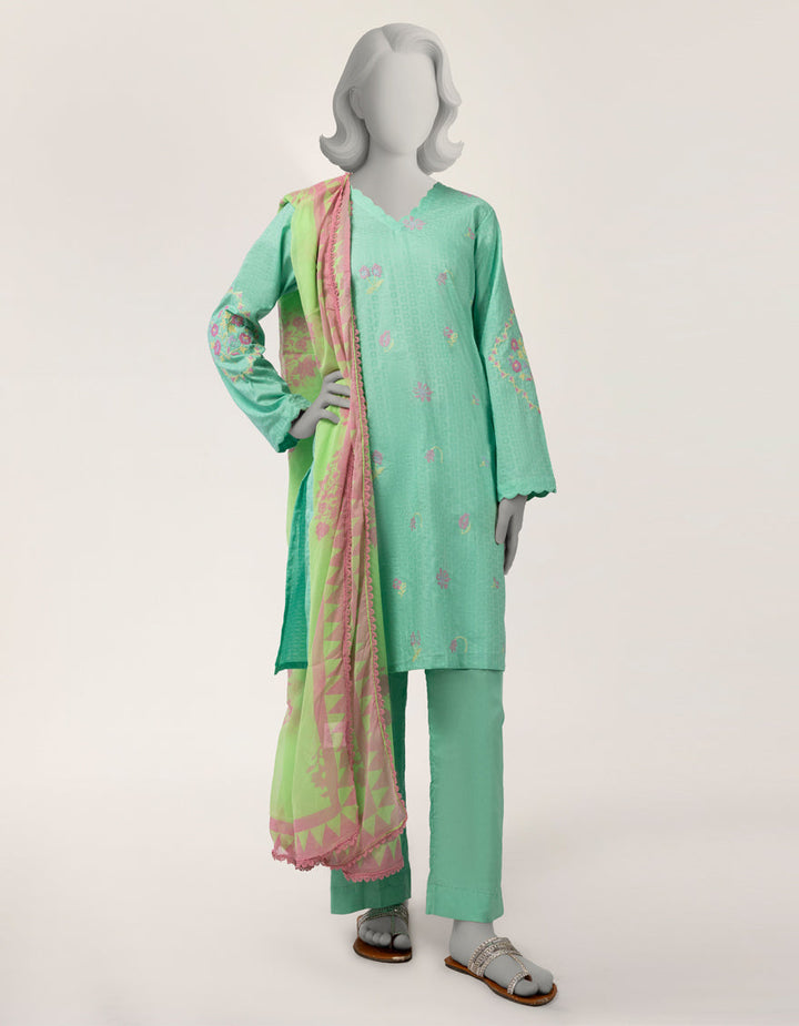 Green Stitched Suit - J. Junaid Jamshed