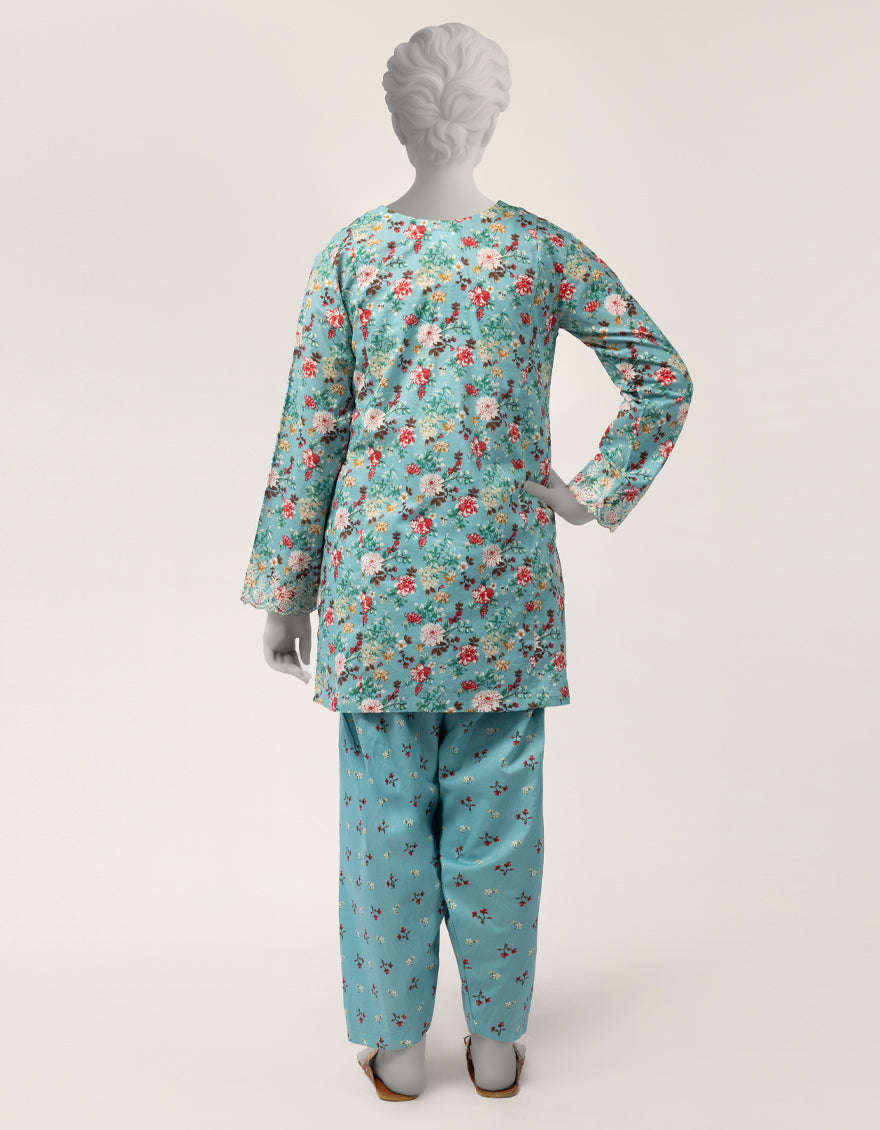 Lawn Green Stitched Suit - J. Junaid Jamshed