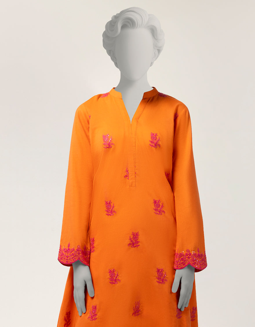 Lawn Orange Stitched Suit - J. Junaid Jamshed