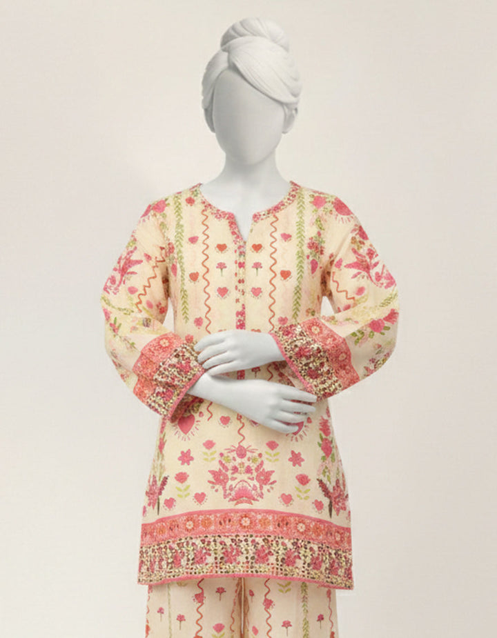 Cream Stitched Suit - J. Junaid Jamshed