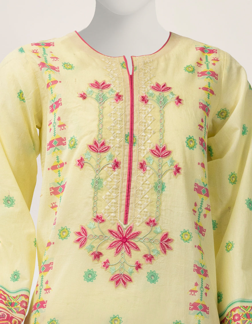 Lawn Yellow Stitched Suit - J. Junaid Jamshed