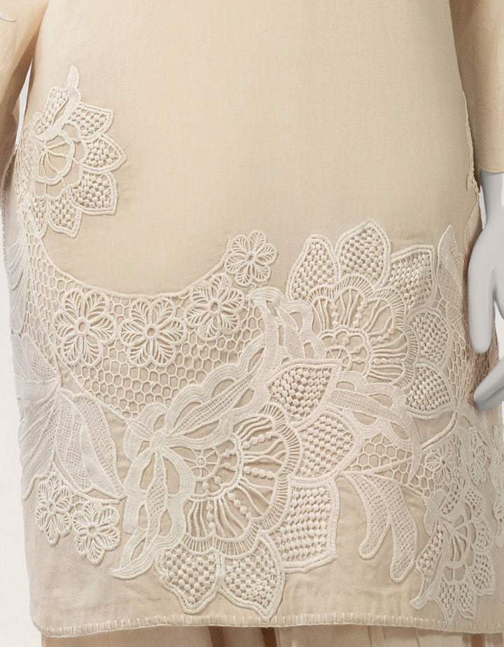 Lawn Beige Stitched Suit - J. Junaid Jamshed
