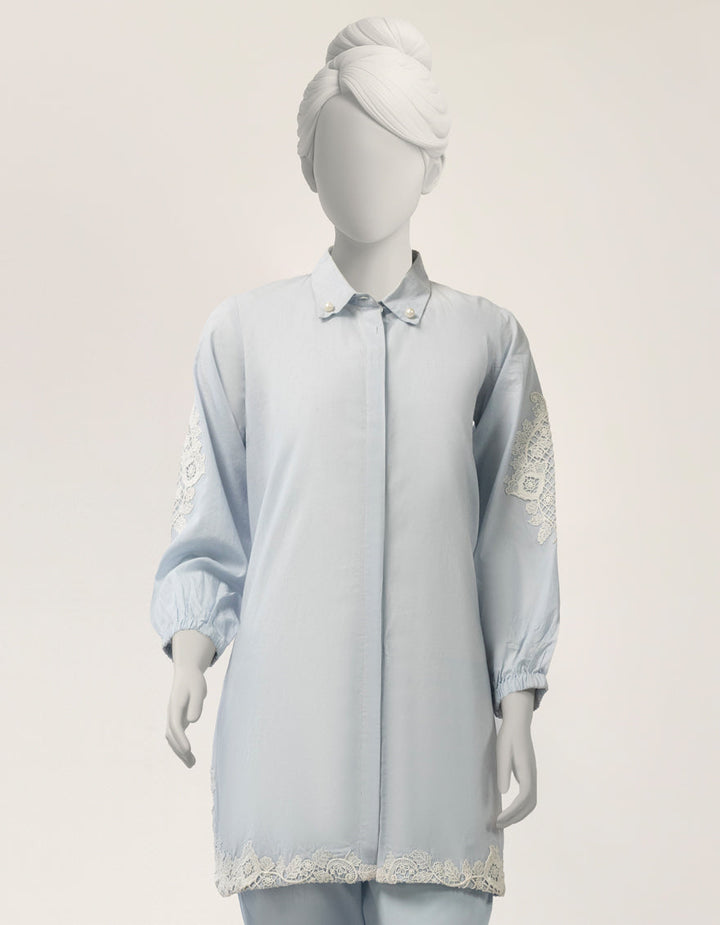 Lawn Blue Stitched Suit - J. Junaid Jamshed