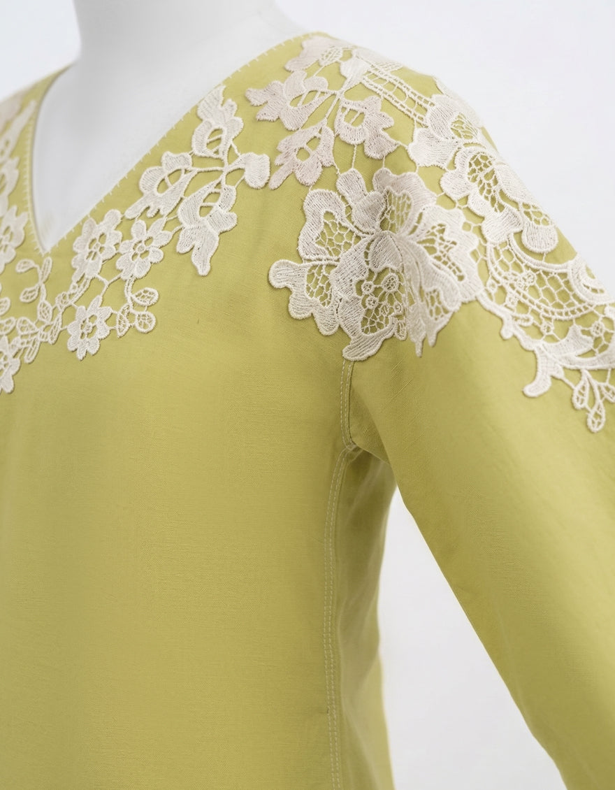Lawn Green Stitched Suit - J. Junaid Jamshed