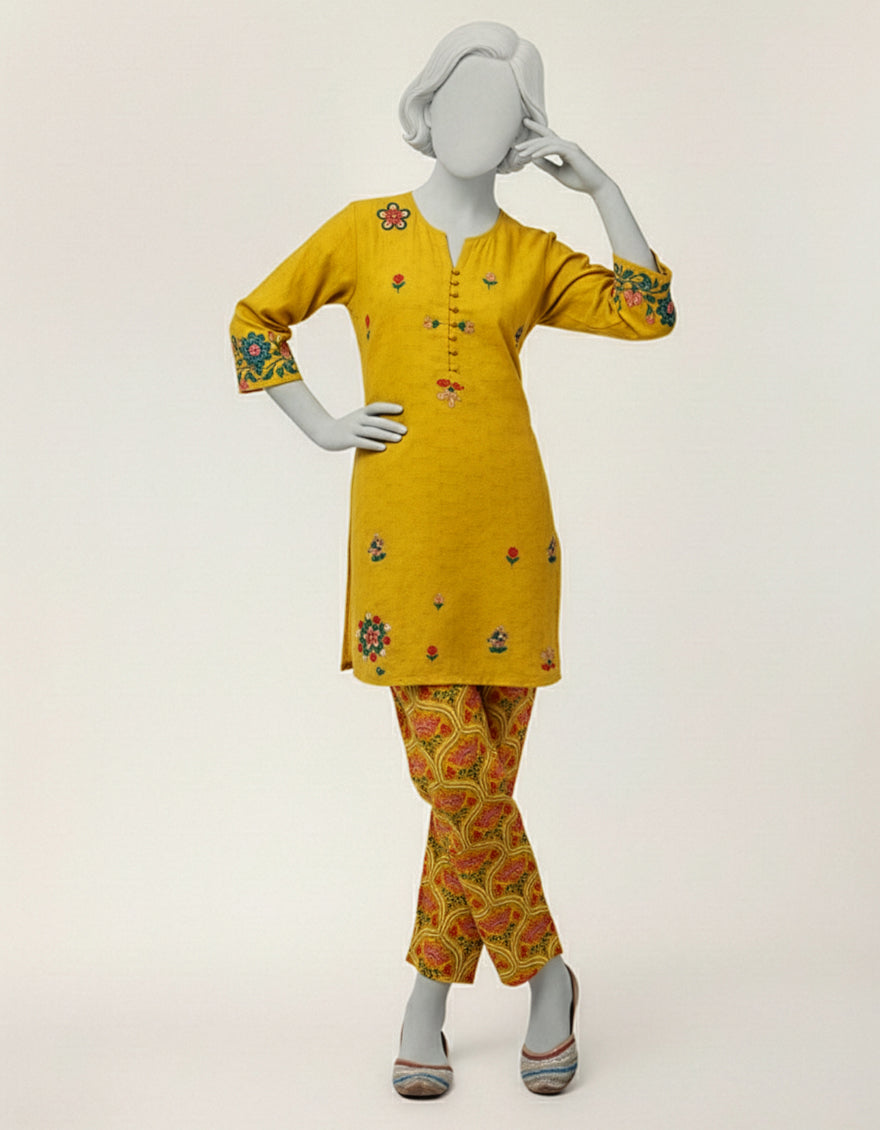 Lawn Yellow Stitched Suit - J. Junaid Jamshed