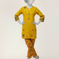 Lawn Yellow Stitched Suit - J. Junaid Jamshed