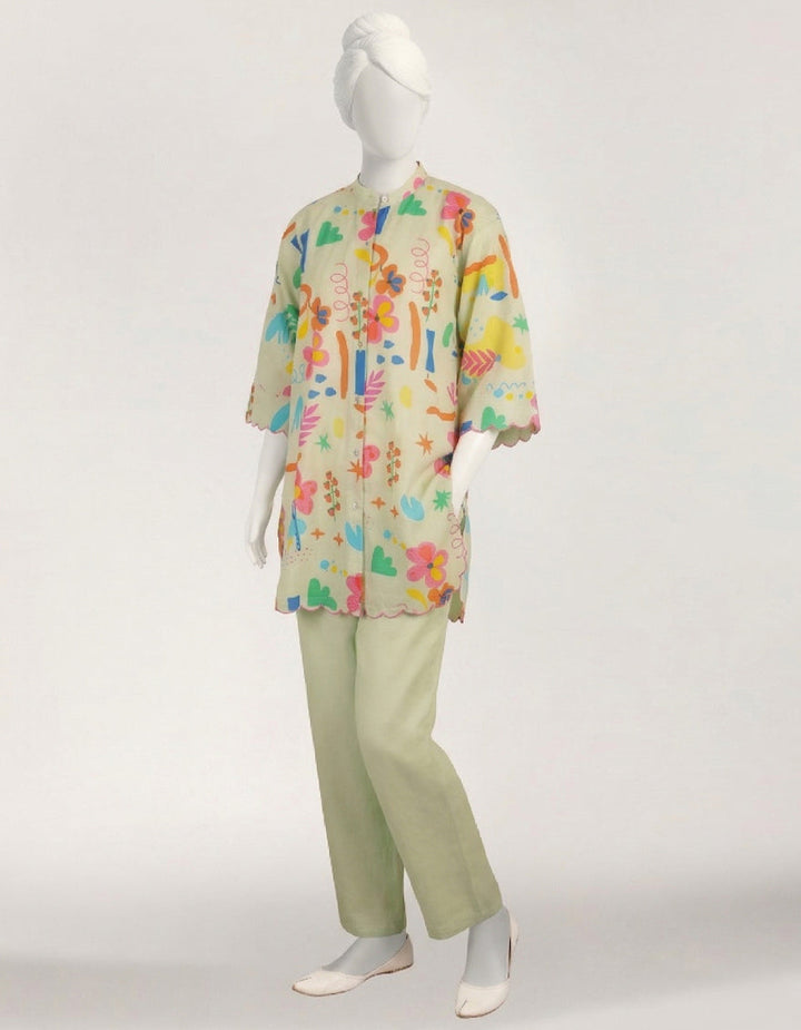 Lawn Light Green Stitched Suit - J. Junaid Jamshed