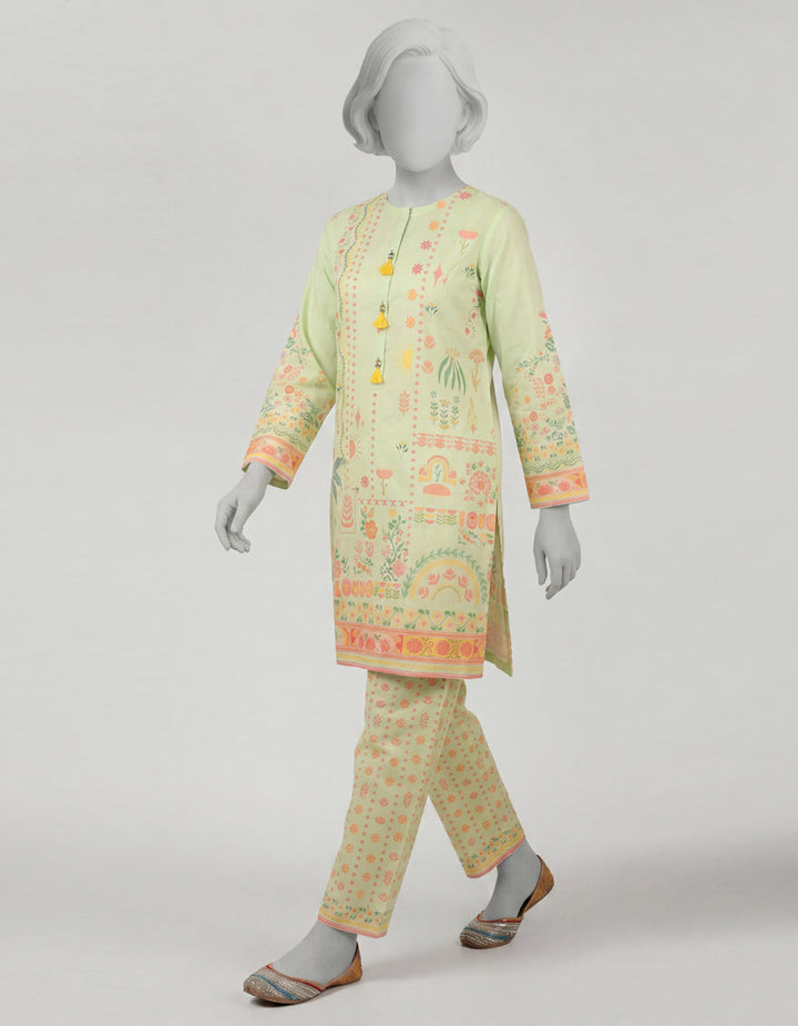 Lawn Green Stitched Suit - J. Junaid Jamshed