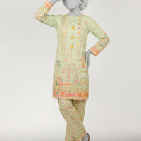 Lawn Green Stitched Suit - J. Junaid Jamshed