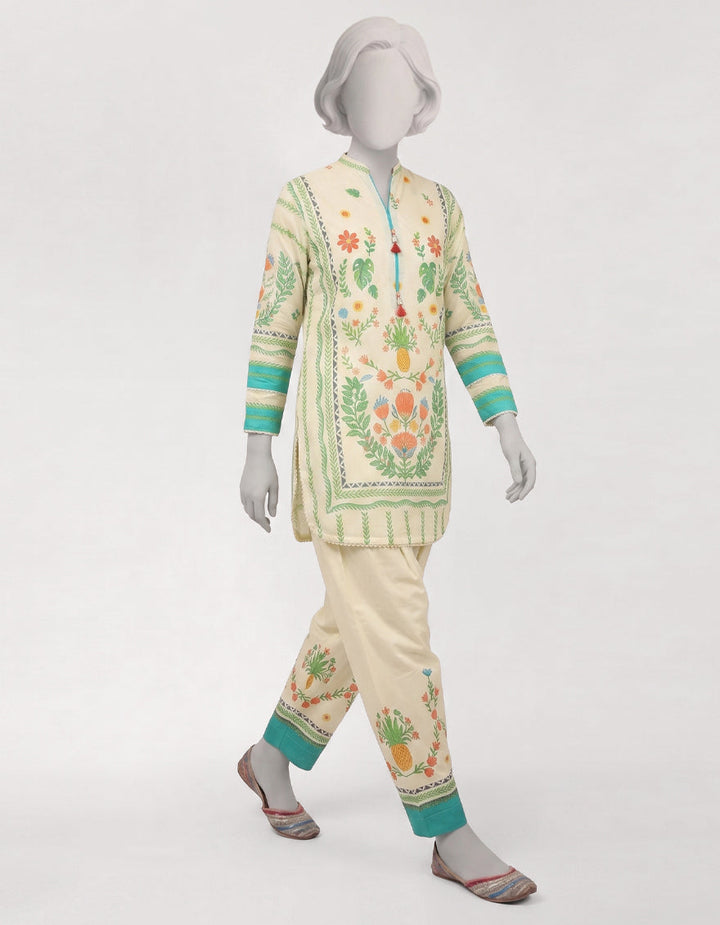 Lawn Off White Stitched Suit - J. Junaid Jamshed