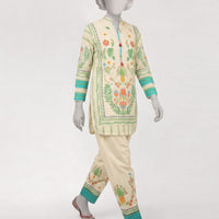 Lawn Off White Stitched Suit - J. Junaid Jamshed
