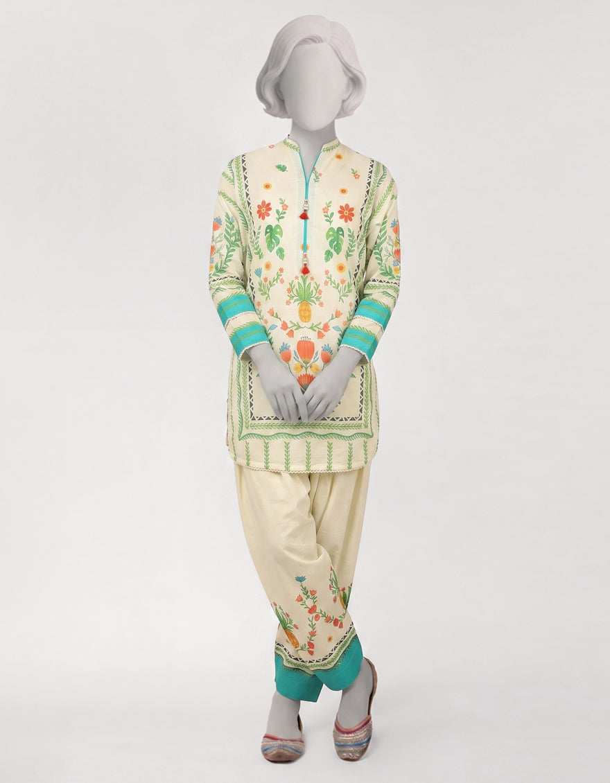 Lawn Off White Stitched Suit - J. Junaid Jamshed
