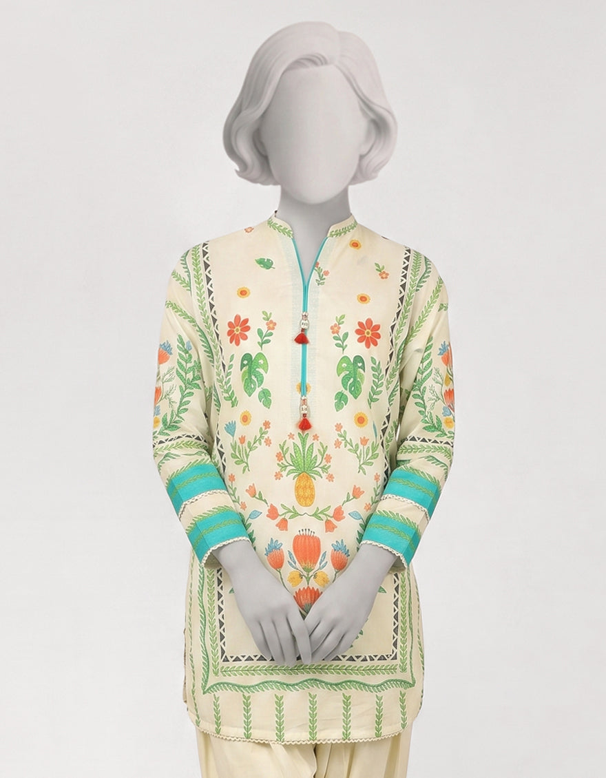 Lawn Off White Stitched Suit - J. Junaid Jamshed