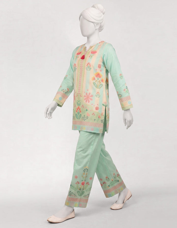 Lawn Sea Green Stitched Suit - J. Junaid Jamshed