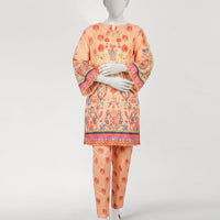 Lawn Peach Stitched Suit - J. Junaid Jamshed