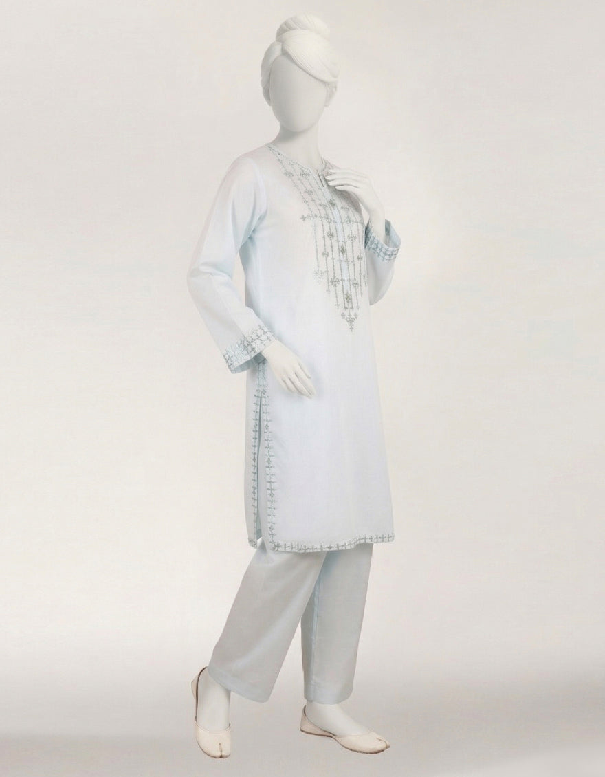 Lawn Blue Stitched Suit - J. Junaid Jamshed