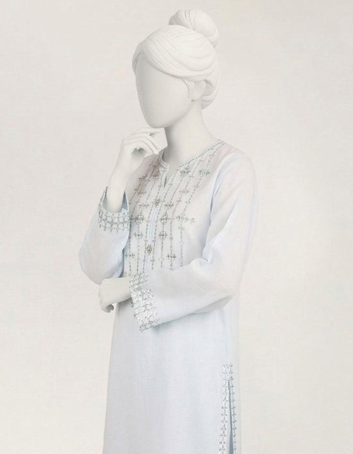 Lawn Blue Stitched Suit - J. Junaid Jamshed
