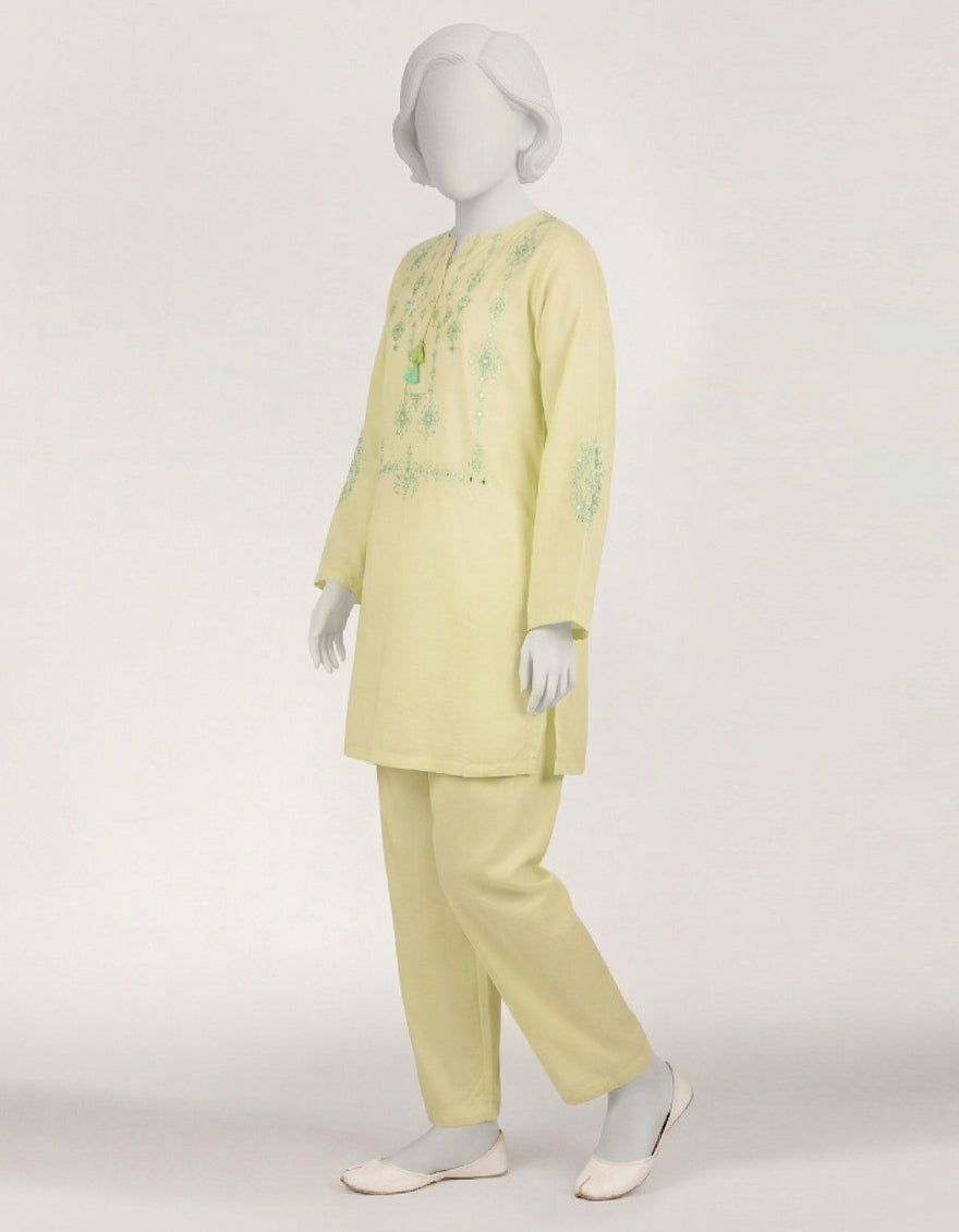 Lawn Green Stitched Suit - J. Junaid Jamshed
