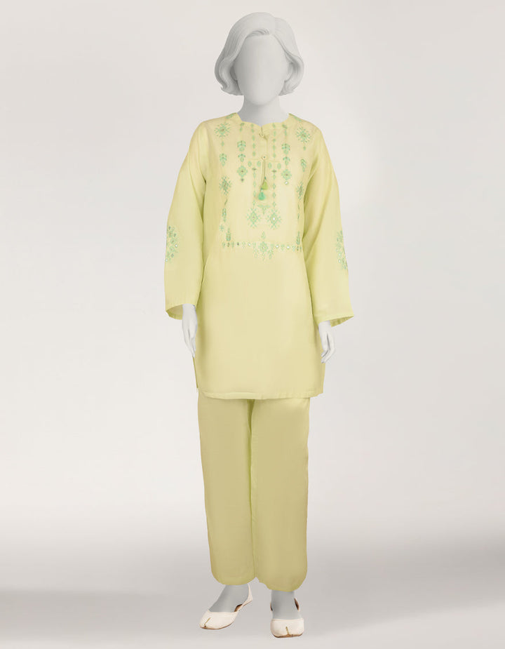 Lawn Green Stitched Suit - J. Junaid Jamshed