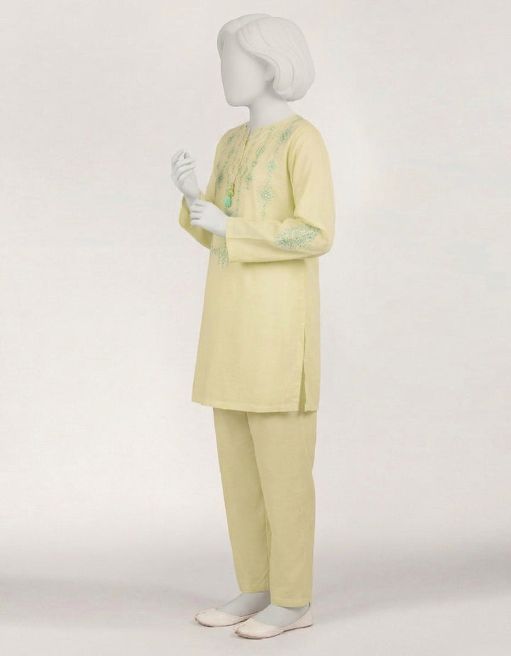 Lawn Green Stitched Suit - J. Junaid Jamshed