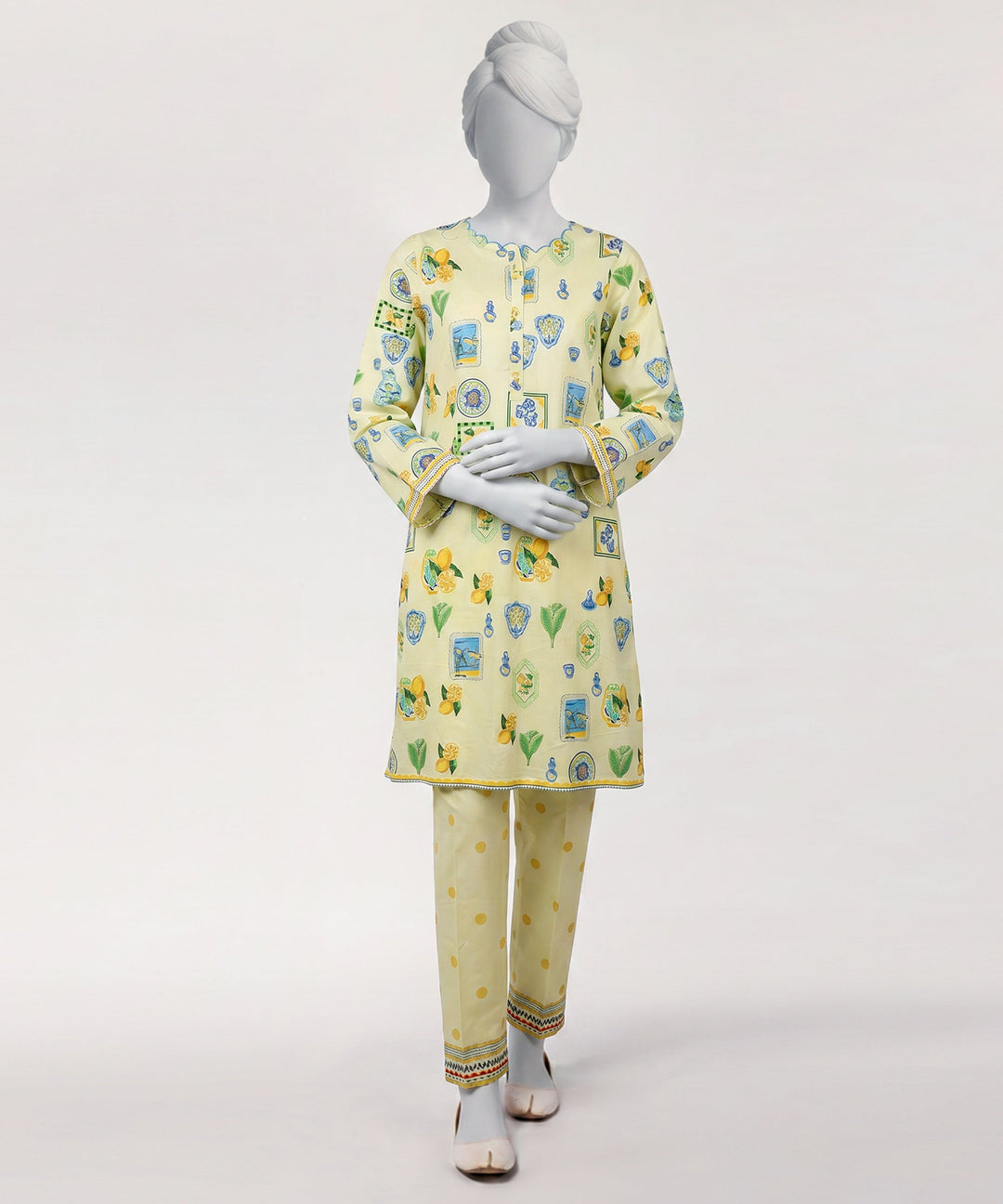 Lawn Lime Green Stitched Suit - J. Junaid Jamshed