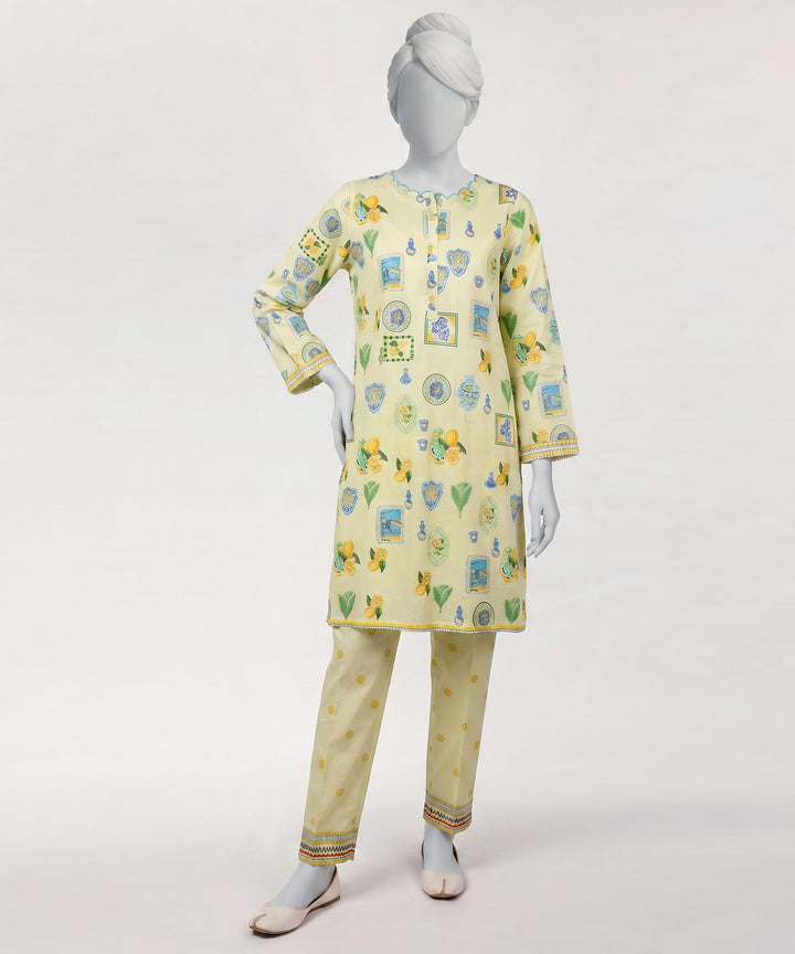 Lawn Lime Green Stitched Suit - J. Junaid Jamshed