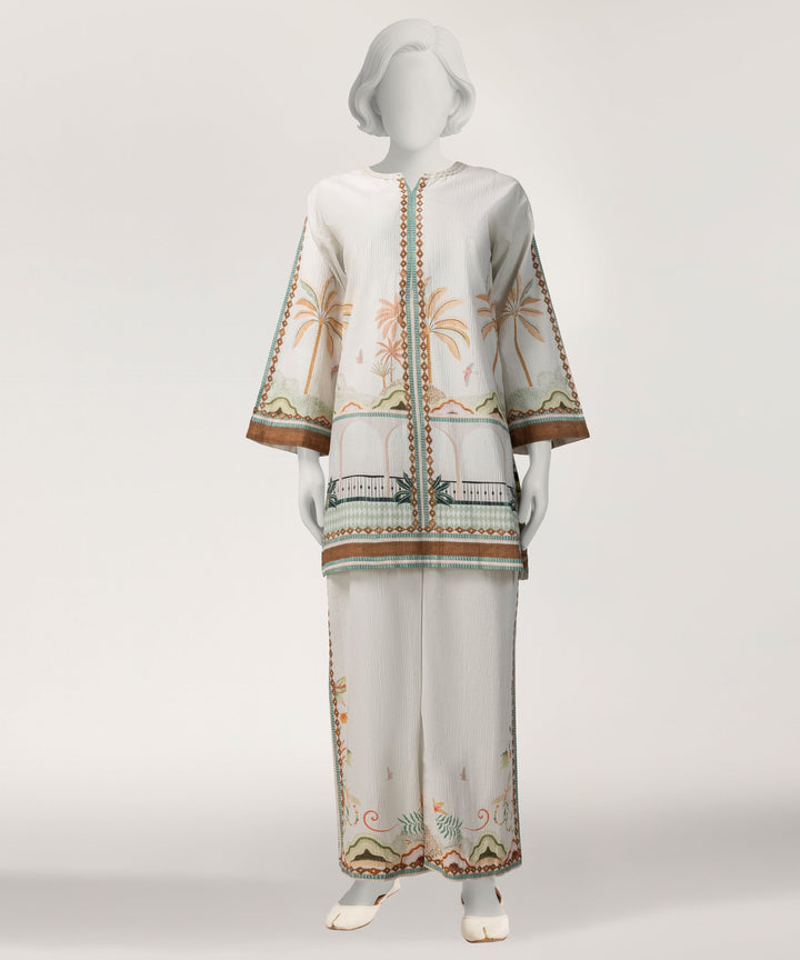 Seersucker Off White Stitched Suit - J. Junaid Jamshed