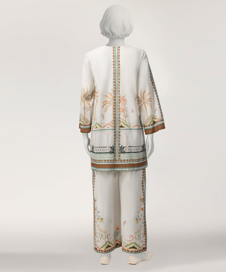 Seersucker Off White Stitched Suit - J. Junaid Jamshed