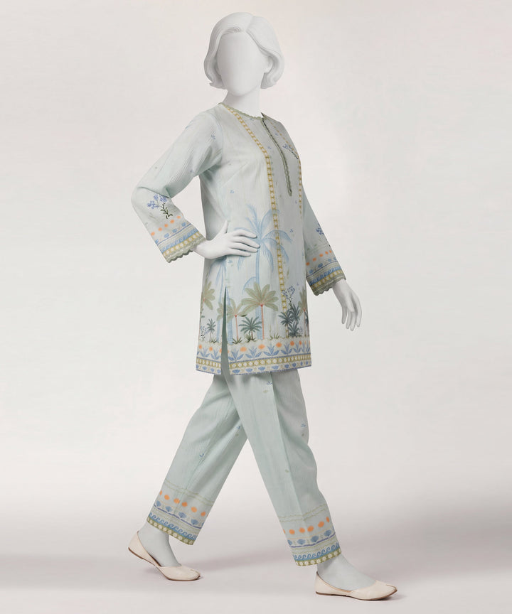 Seersucker Green Stitched Suit - J. Junaid Jamshed