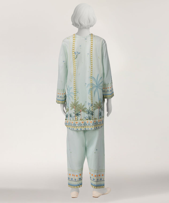 Seersucker Green Stitched Suit - J. Junaid Jamshed
