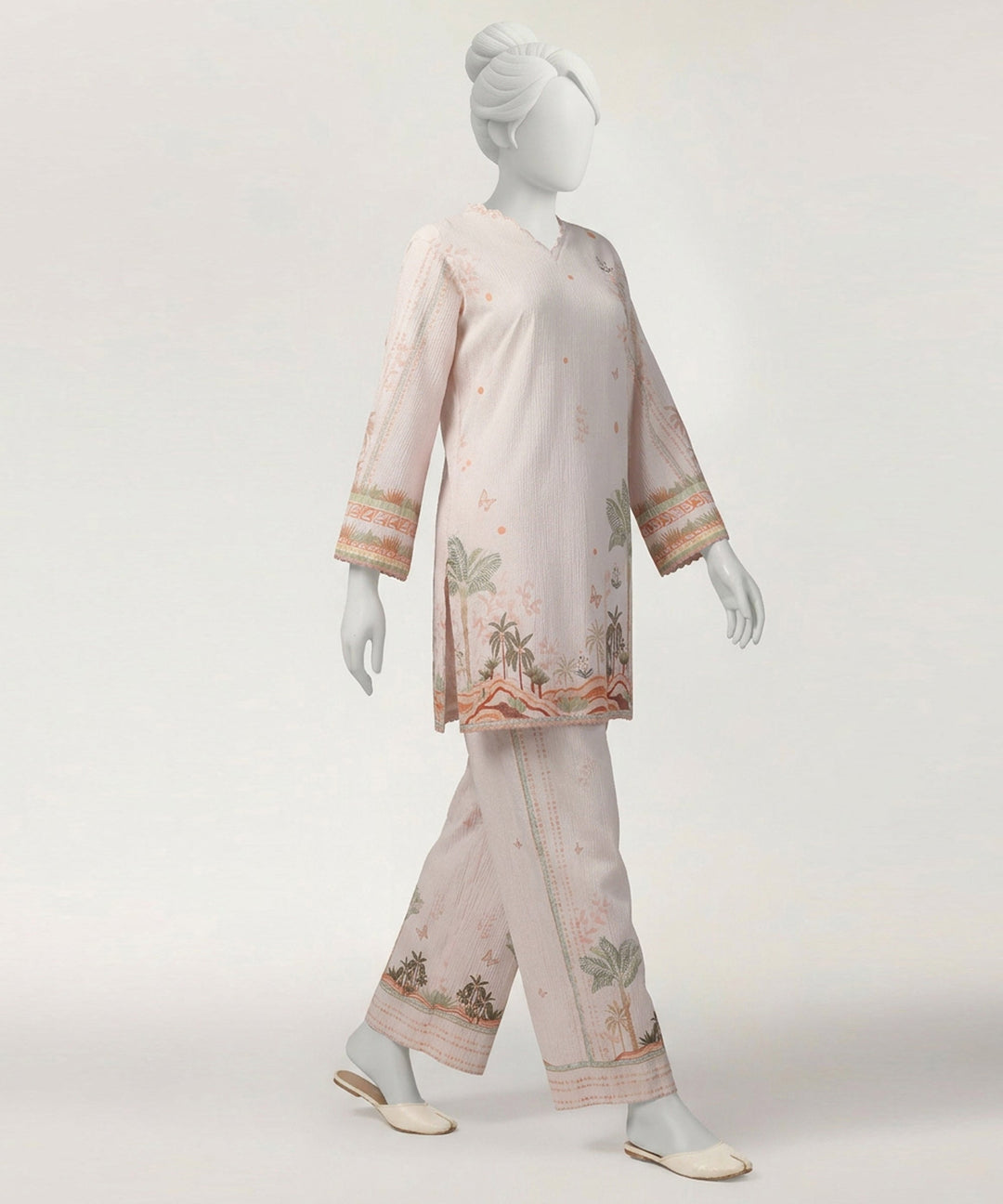 Seersucker Light Pink Stitched Suit - J. Junaid Jamshed