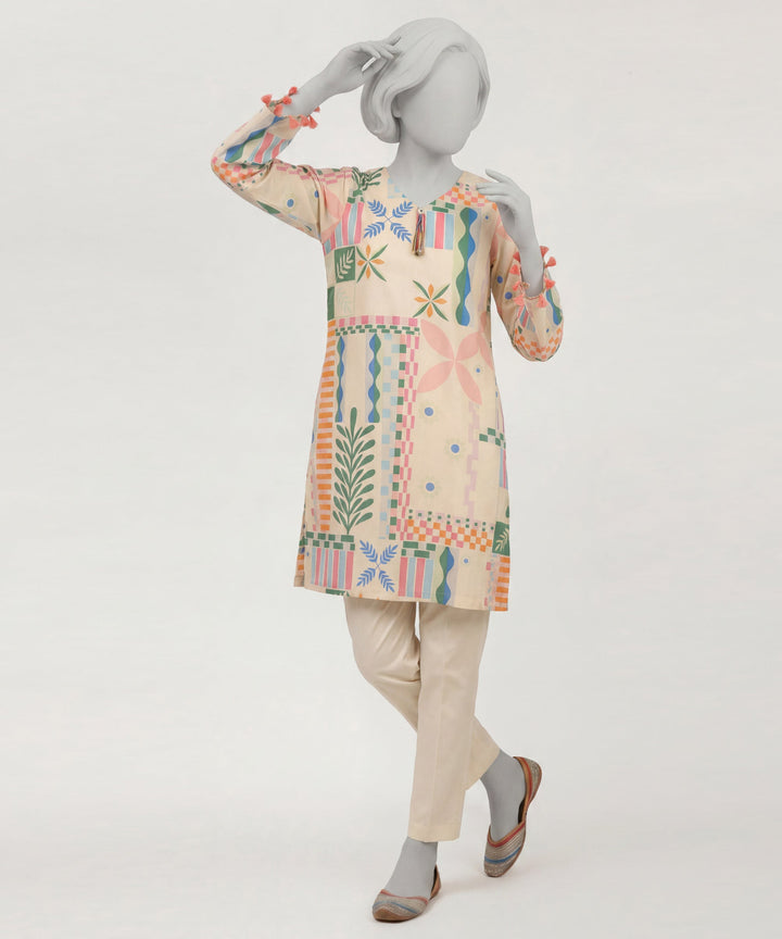 Lawn Off White Stitched Suit - J. Junaid Jamshed