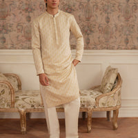Polyester Cream Kurta - J. Junaid Jamshed