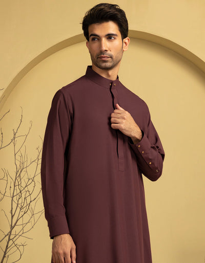 Blended Maroon Jubba - J. Junaid Jamshed