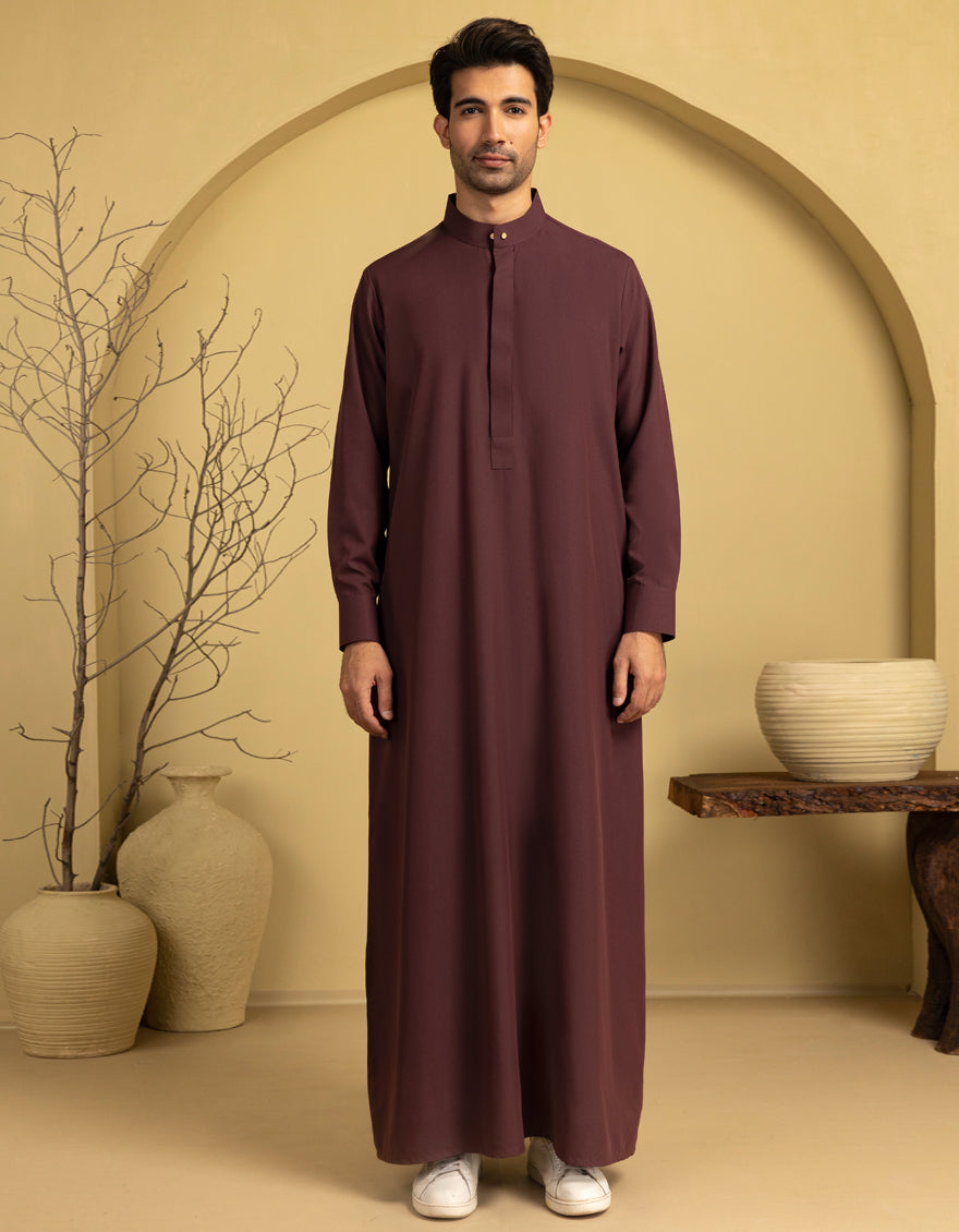 Blended Maroon Jubba - J. Junaid Jamshed