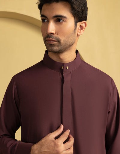 Blended Maroon Jubba - J. Junaid Jamshed