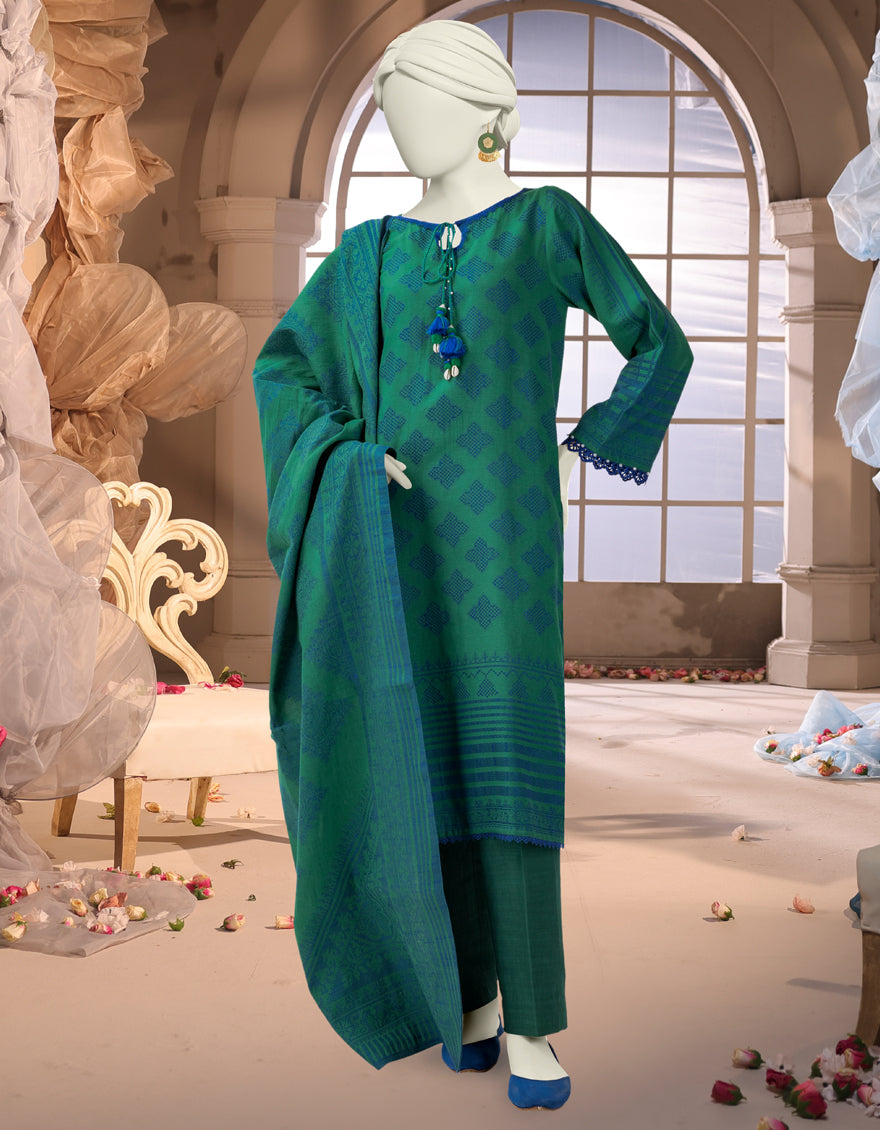 Slub Green Unstitched Suit - J. Junaid Jamshed