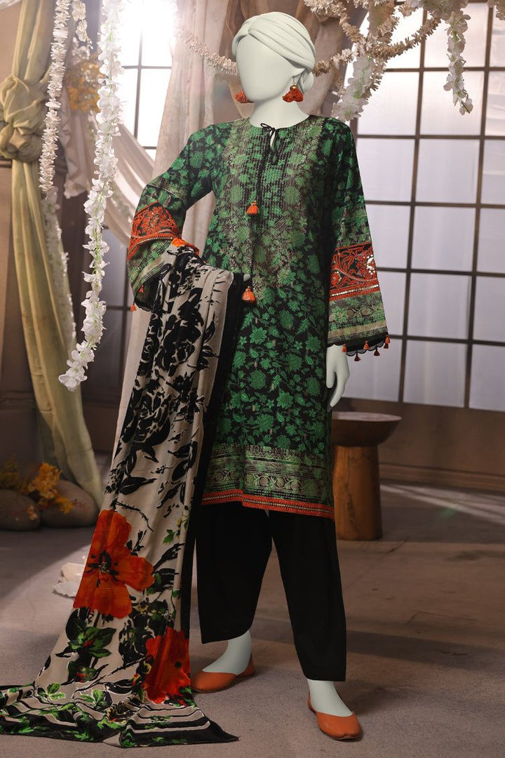 Jacquard Green Stitched Suit - J. Junaid Jamshed