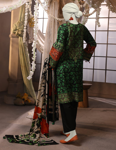 Jacquard Green Stitched Suit - J. Junaid Jamshed