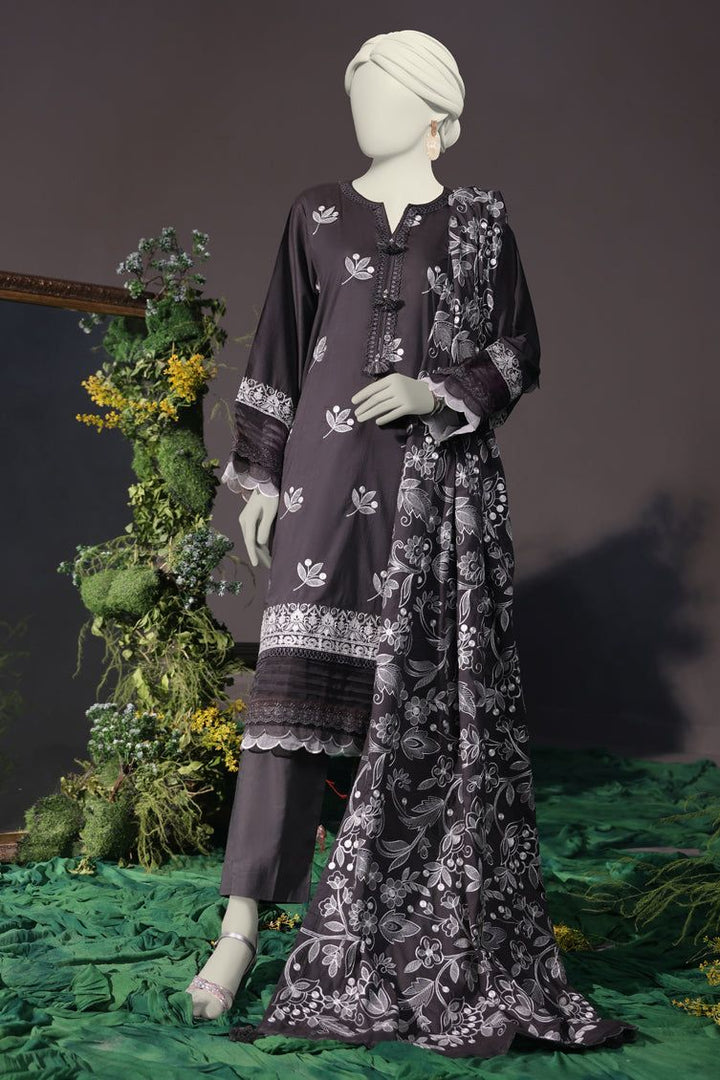 Cambric Grey Stitched Suit - J. Junaid Jamshed
