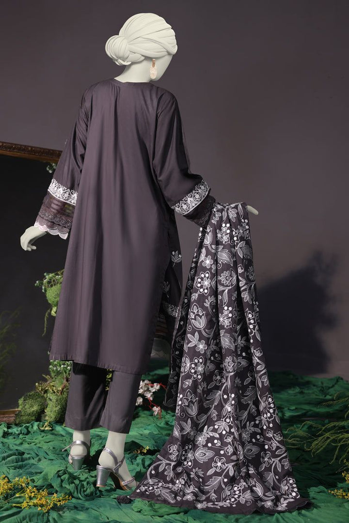 Cambric Grey Stitched Suit - J. Junaid Jamshed
