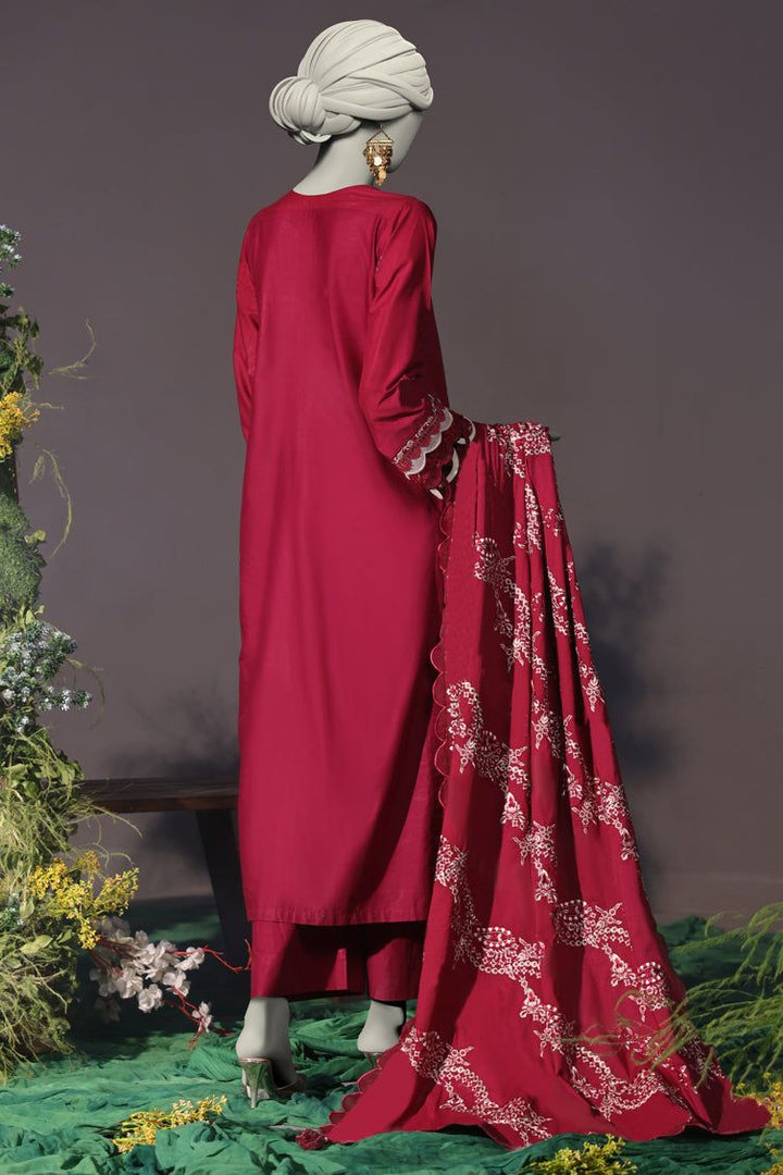 Cambric Maroon Stitched Suit - J. Junaid Jamshed