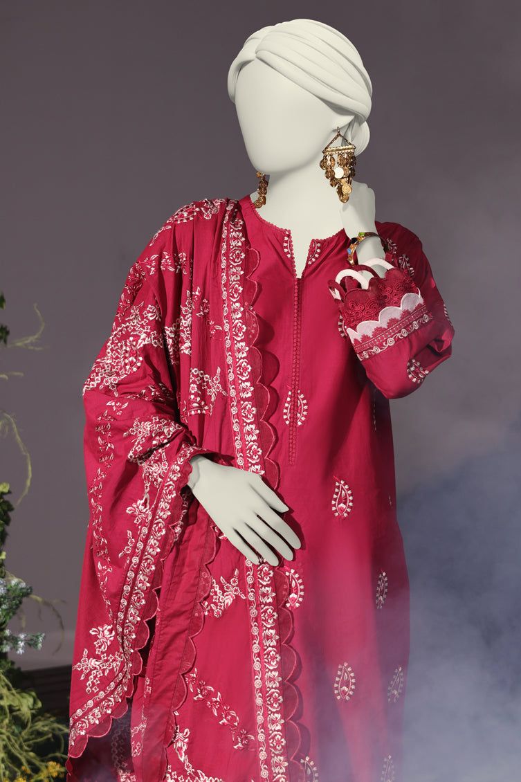 Cambric Maroon Stitched Suit - J. Junaid Jamshed