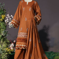 Cambric Brown Stitched Suit - J. Junaid Jamshed
