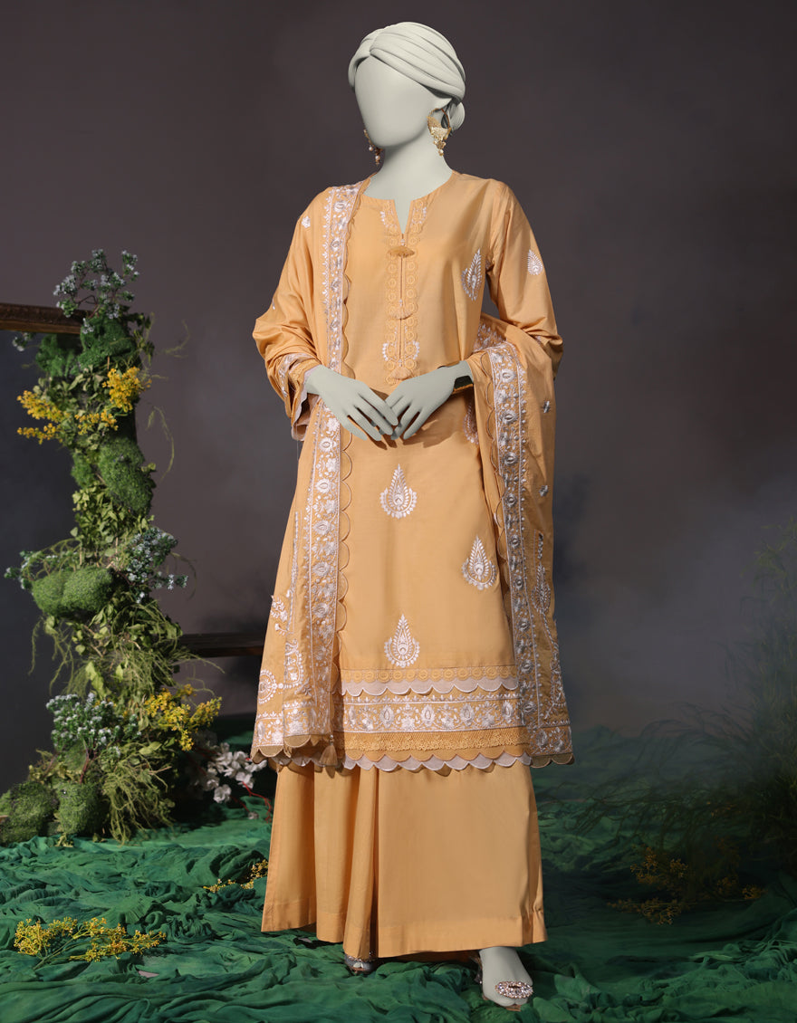 Cambric Beige Stitched Suit - J. Junaid Jamshed