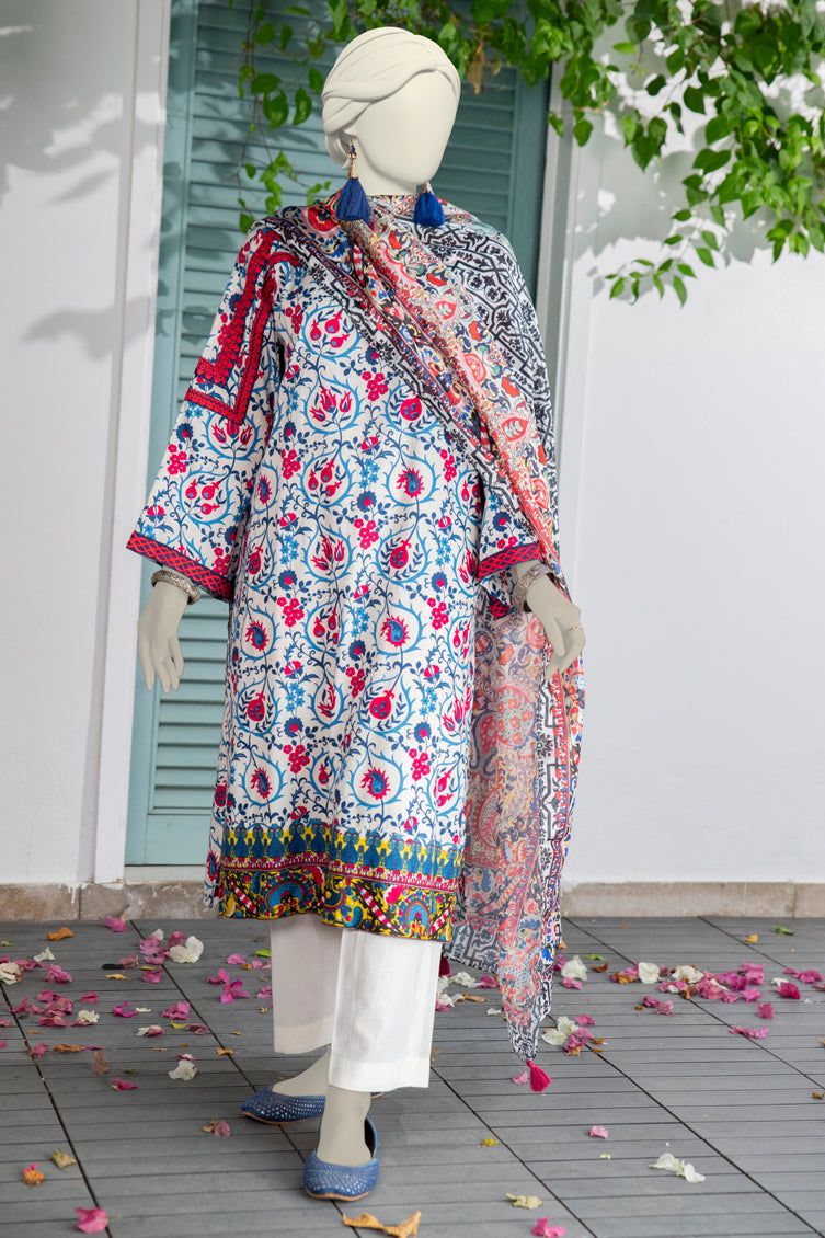 Cambric White Stitched Suit - J. Junaid Jamshed
