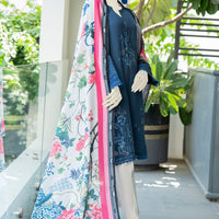 Cambric Blue Stitched Suit - J. Junaid Jamshed